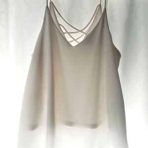 Sheer layered blouse strappy white tank top